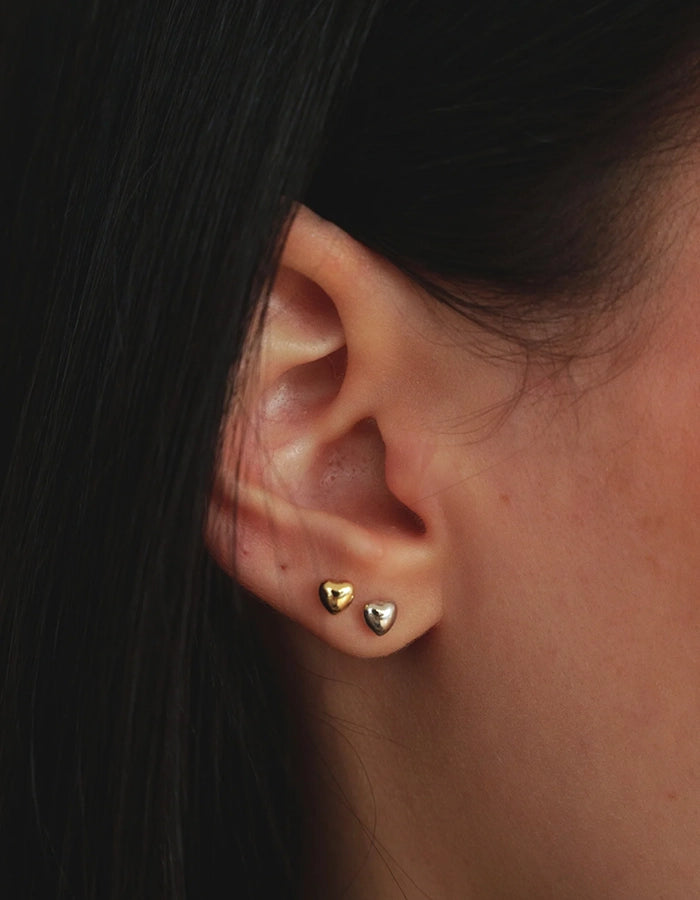 Bubble Herz Stecker Gold und Weißgold
